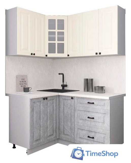 Готовая кухня Интерлиния Мила Деко 1.2x1.5 (керамика/белый/опал светлый) - Изображение №1 — Интернет-магазин Time-Shop