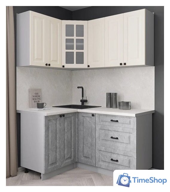 Готовая кухня Интерлиния Мила Деко 1.2x1.5 (керамика/белый/опал светлый) - Изображение №2 — Интернет-магазин Time-Shop