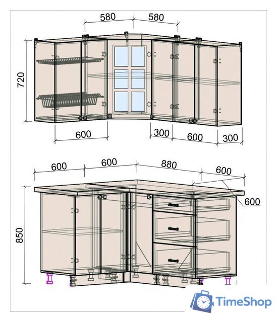 Готовая кухня Интерлиния Мила Деко 1.2x1.5 (керамика/белый/опал светлый) - Изображение №7 — Интернет-магазин Time-Shop
