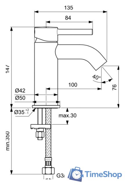 Смеситель Ideal Standard Ceraline BC268AA - Изображение №2 — Интернет-магазин Time-Shop