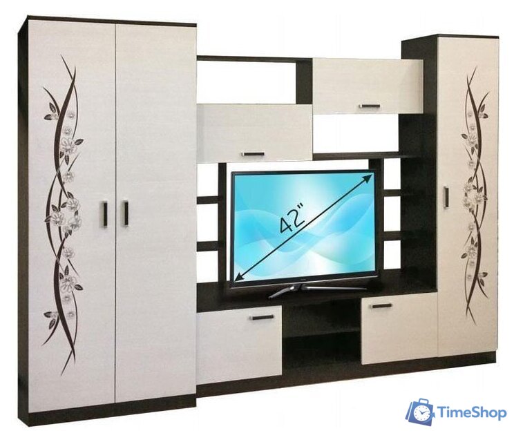 Стенка Евва Престиж-1 (венге/бодега) - Изображение №1 — Интернет-магазин Time-Shop