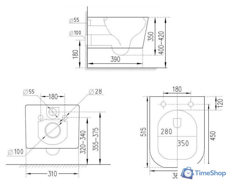 Унитаз подвесной Roxen Boro One Rimless 6 в 1 StounFix Dual Fresh 507542 (кнопка: черный матовый) - Изображение №20 — Интернет-магазин Time-Shop