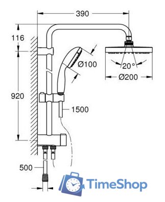 Душевая система  Grohe New Tempesta System 200 26452001 - Изображение №2 — Интернет-магазин Time-Shop