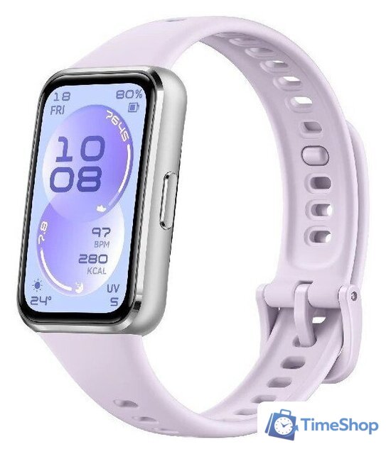 Фитнес-браслет Huawei Band 11 (серебристый алюминиевый корпус, с сиреневым силиконовым ремешком, международная версия) - Изображение №1 — Интернет-магазин Time-Shop