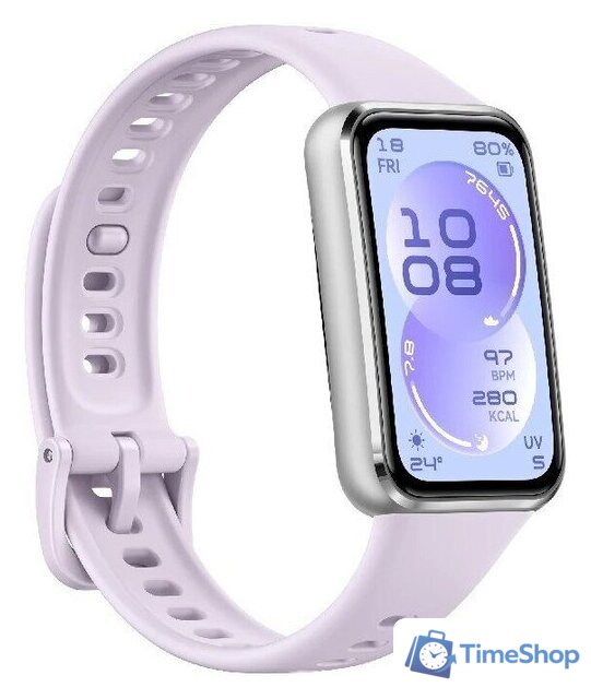 Фитнес-браслет Huawei Band 11 (серебристый алюминиевый корпус, с сиреневым силиконовым ремешком, международная версия) - Изображение №4 — Интернет-магазин Time-Shop