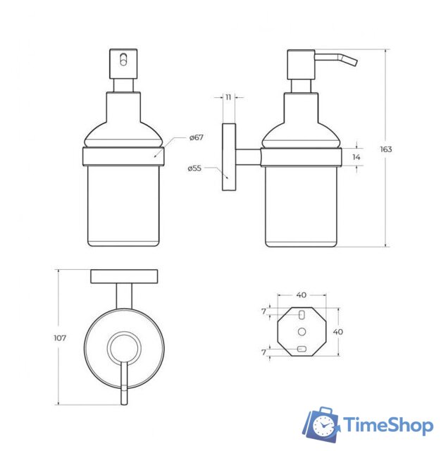 Дозатор для жидкого мыла Cezares RELAX-SOIS-V-NOP (черный матовый) - Изображение №2 — Интернет-магазин Time-Shop