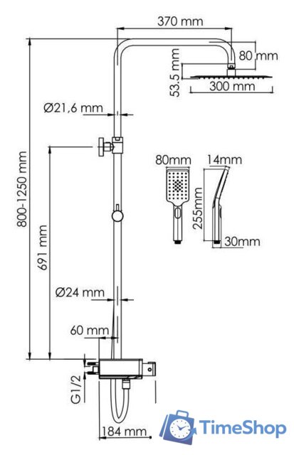 Душевая система  Wasserkraft A113.118.126.CH Thermo - Изображение №3 — Интернет-магазин Time-Shop