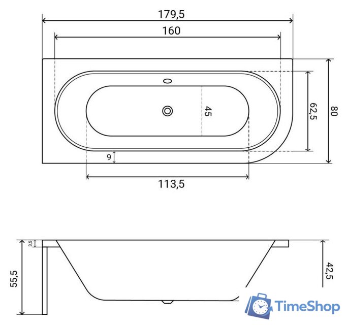 Ванна Lauter Bliss 180 L 21201081L (с ножками) - Изображение №29 — Интернет-магазин Time-Shop