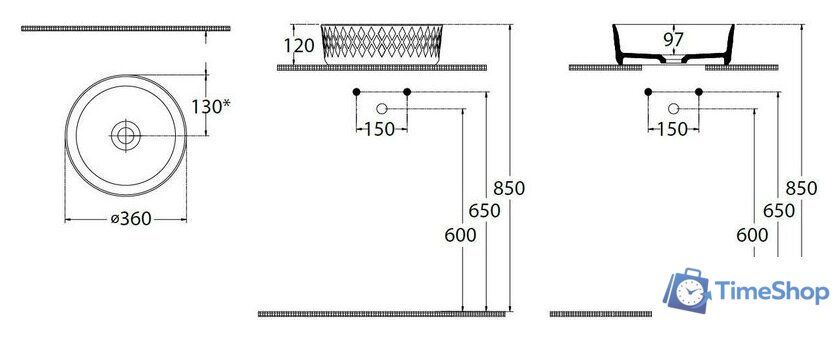Умывальник Allen Brau Fantasy Romb 36 4.11033.31 черный матовый - Изображение №2 — Интернет-магазин Time-Shop