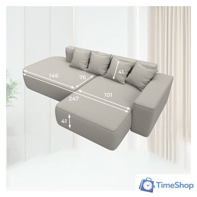 Угловой диван Лига диванов Лига-065 правый 129797 (рогожка Амур 02 бежевый) - Изображение №5 — Интернет-магазин Time-Shop