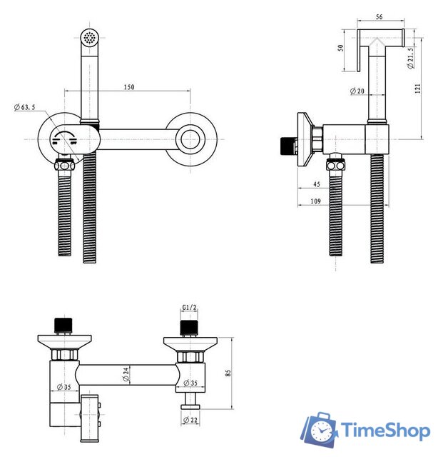 Унитаз напольный Lauter Vortex 2110022VF + гигиенический душ Sano 21LT1294GL - Изображение №30 — Интернет-магазин Time-Shop