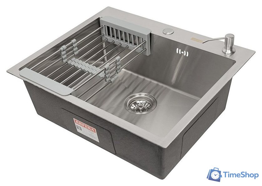 Кухонная мойка ARFEKA Eco AR 60x50 + Japeto + CL AR + DS AR (Satin, с дозатором и коландером) - Изображение №3 — Интернет-магазин Time-Shop