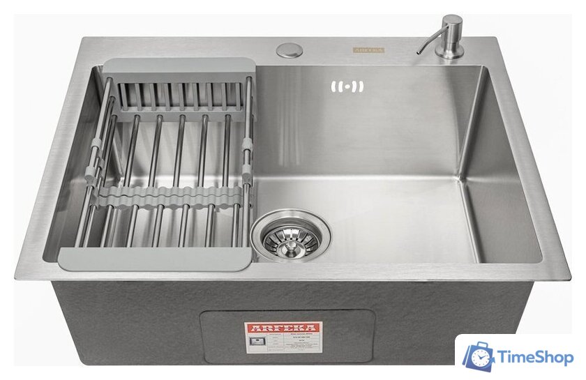Кухонная мойка ARFEKA Eco AR 60x50 + Japeto + CL AR + DS AR (Satin, с дозатором и коландером) - Изображение №4 — Интернет-магазин Time-Shop