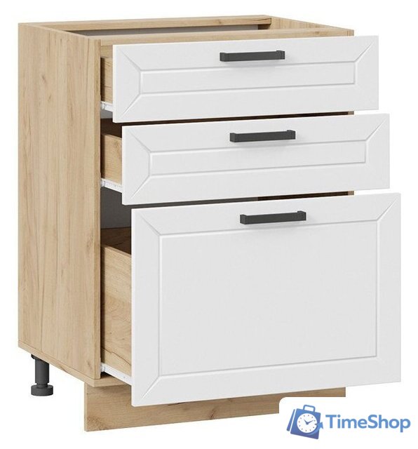 Шкаф напольный Трия Лорас 1Н6Я3 (дуб крафт золотой/холст белый) - Изображение №2 — Интернет-магазин Time-Shop