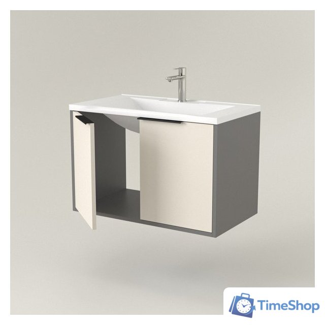  Дабер Тумба под умывальник 018 Тобага/Эридан 80 Т18.8Т.0.19Ч (бежевый/серый/ручка черная) - Изображение №3 — Интернет-магазин Time-Shop