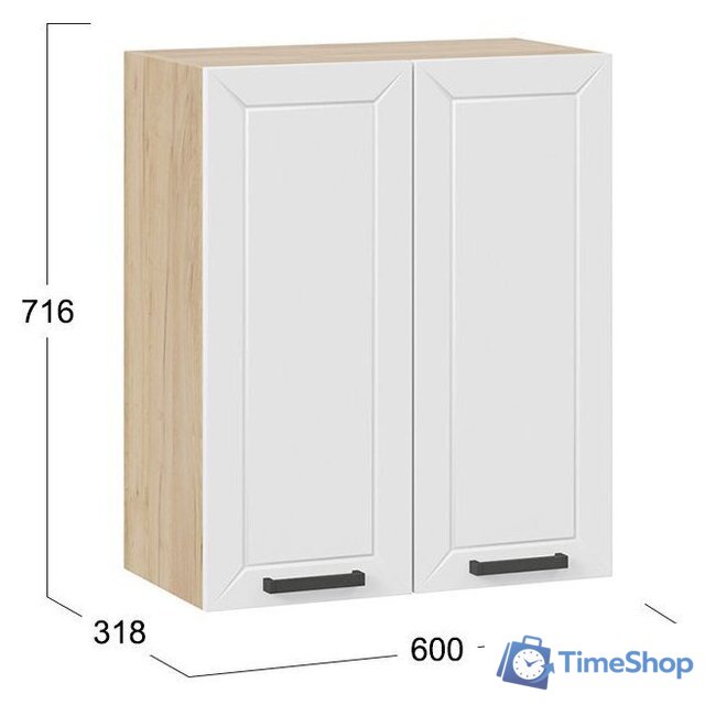 Шкаф навесной Трия Лорас 1В6 (дуб крафт золотой/холст белый) - Изображение №3 — Интернет-магазин Time-Shop