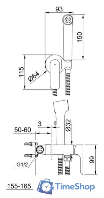Гигиенический душ Raglo R03.52.06 - Изображение №2 — Интернет-магазин Time-Shop