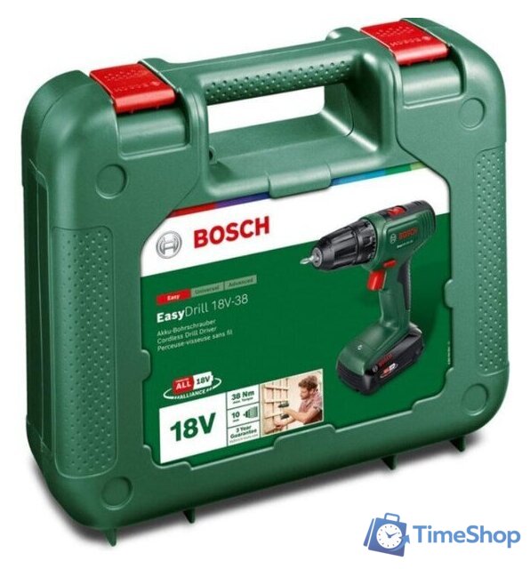 Дрель-шуруповерт Bosch EasyDrill 18V-38 06039D8003 (с 1-им АКБ, кейс) - Изображение №2 — Интернет-магазин Time-Shop