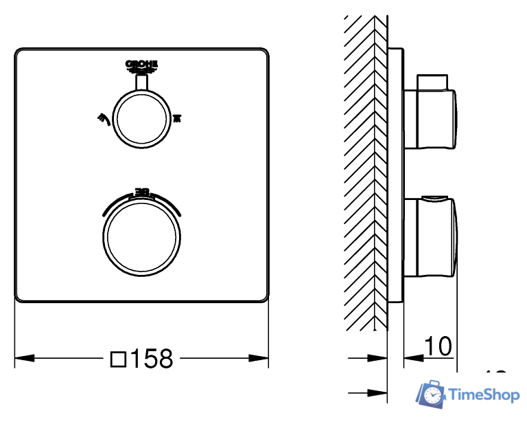 Смеситель без скрытого механизма Grohe Grohtherm 24079000 - Изображение №2 — Интернет-магазин Time-Shop