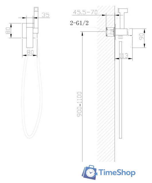 Гигиенический душ Abber Wasserfall AF8625NG (никель) - Изображение №4 — Интернет-магазин Time-Shop