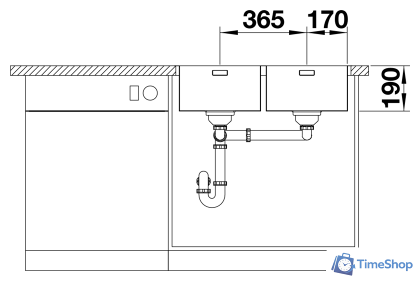 Кухонная мойка Blanco Andano 340/340-IF/A 525248 (с клапаном-автоматом, сатин) - Изображение №6 — Интернет-магазин Time-Shop