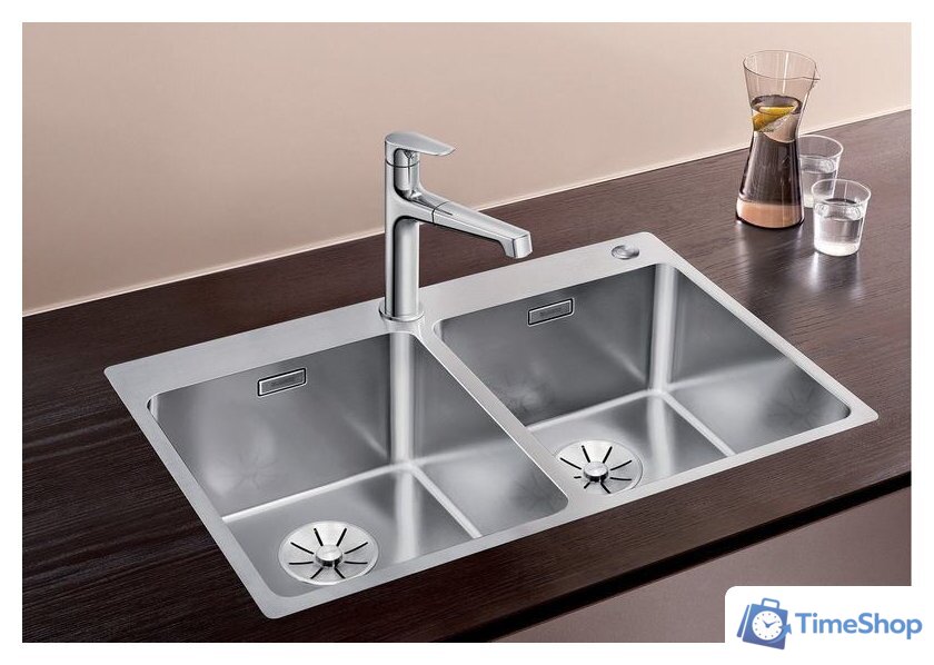 Кухонная мойка Blanco Andano 340/340-IF/A 525248 (с клапаном-автоматом, сатин) - Изображение №2 — Интернет-магазин Time-Shop