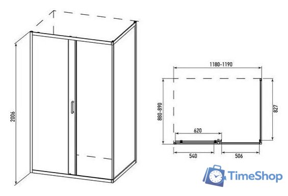 Душевой уголок Alex Baitler 120x90x200 AB14120B1 - Изображение №3 — Интернет-магазин Time-Shop