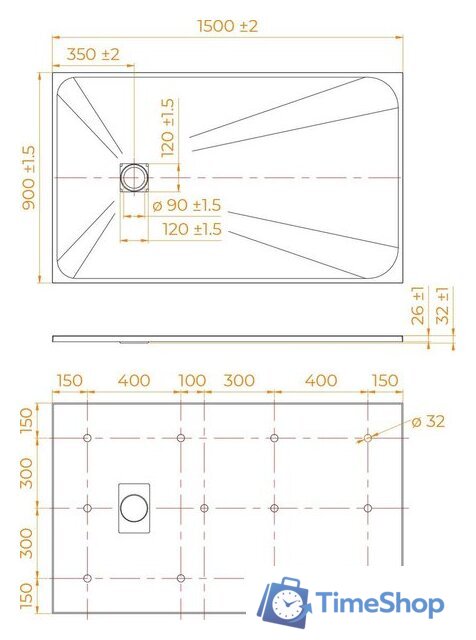 Душевой поддон RGW TSS-W 90x150 - Изображение №7 — Интернет-магазин Time-Shop