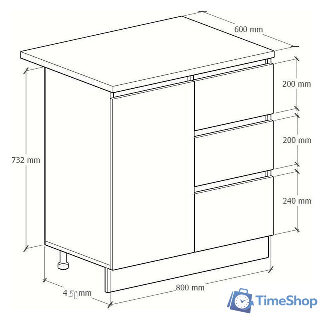 Шкаф напольный Артём-Мебель Мэри 800мм СН-114.232-р (серый графит) - Изображение №4 — Интернет-магазин Time-Shop