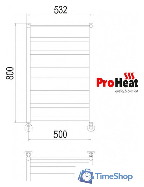 Полотенцесушитель ProHeat Line 50x80 (с полкой) - Изображение №2 — Интернет-магазин Time-Shop