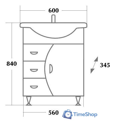  Onika Тумба под умывальник Луна 60.106 (белый) [106005] - Изображение №5 — Интернет-магазин Time-Shop