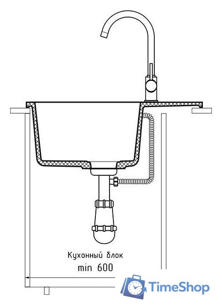 Кухонная мойка GranFest Urban GF-UR-658L (черный) - Изображение №3 — Интернет-магазин Time-Shop