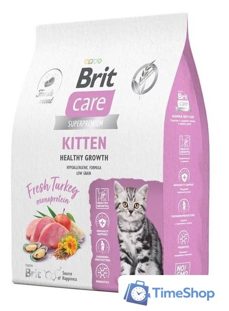 Сухой корм для кошек Brit care Superpremium Kitten с индейкой для котят, беременных и кормящих кошек (здоровый рост) 7 кг - Изображение №2 — Интернет-магазин Time-Shop