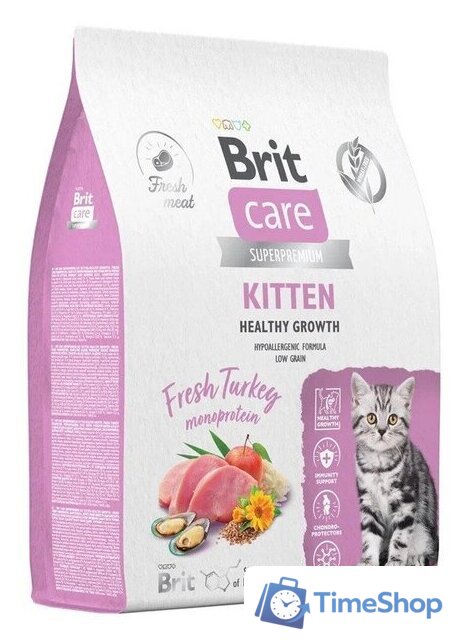 Сухой корм для кошек Brit care Superpremium Kitten с индейкой для котят, беременных и кормящих кошек (здоровый рост) 7 кг - Изображение №1 — Интернет-магазин Time-Shop