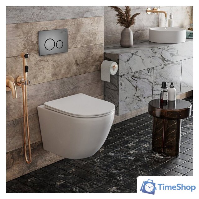 Унитаз подвесной Roxen Antares One Rimless 6 в 1 StounFix Dual Fresh 624013 (оружейная сталь/металл) - Изображение №10 — Интернет-магазин Time-Shop