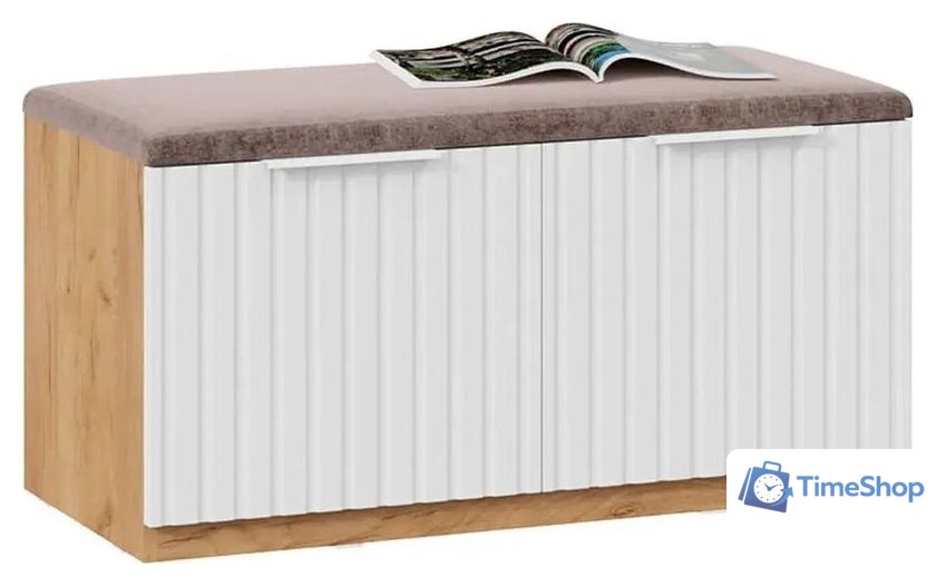 Тумба для обуви Трия Хилтон Исп.2.2 (дуб крафт золотой/белый матовый) - Изображение №2 — Интернет-магазин Time-Shop