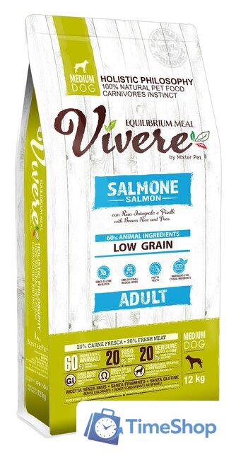 Сухой корм для собак Vivere Medium Adult Salmon 12 кг - Изображение №1 — Интернет-магазин Time-Shop