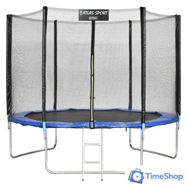 Батут Atlas Sport 312 см - 10ft Basic (с лестницей, внешняя сетка, синий) - Изображение №1 — Интернет-магазин Time-Shop