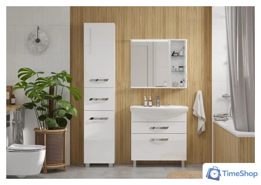  Volna Шкаф с зеркалом Lake 80 R (белый) - Изображение №7 — Интернет-магазин Time-Shop