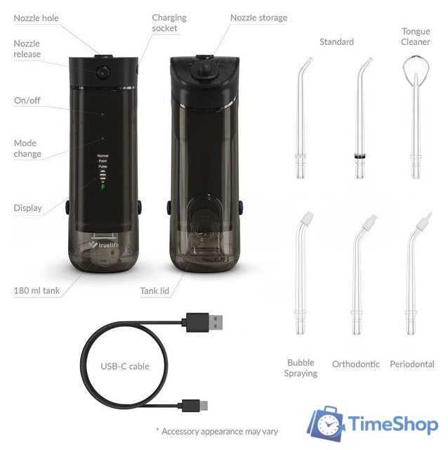 Ирригатор  TrueLife Aquafloss Mini M50 (черный) - Изображение №9 — Интернет-магазин Time-Shop