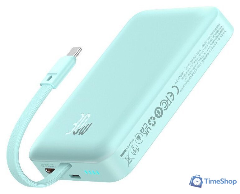 Внешний аккумулятор Baseus Magnetic Fast Charge Power Bank Type-C Edition 30W 10000mAh (мятный) - Изображение №1 — Интернет-магазин Time-Shop