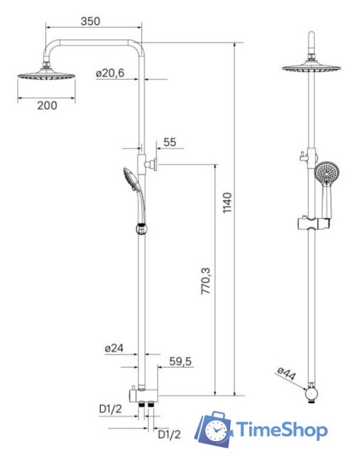 Душевой гарнитур  Milardo 3703F24M76 - Изображение №9 — Интернет-магазин Time-Shop