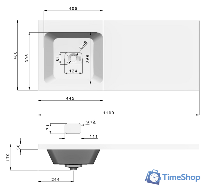 Умывальник Madera Kamilla 110х48 (левый) - Изображение №7 — Интернет-магазин Time-Shop