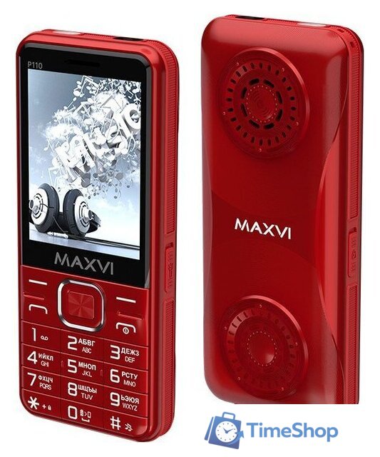 Кнопочный телефон Maxvi P110 (красный) - Изображение №2 — Интернет-магазин Time-Shop