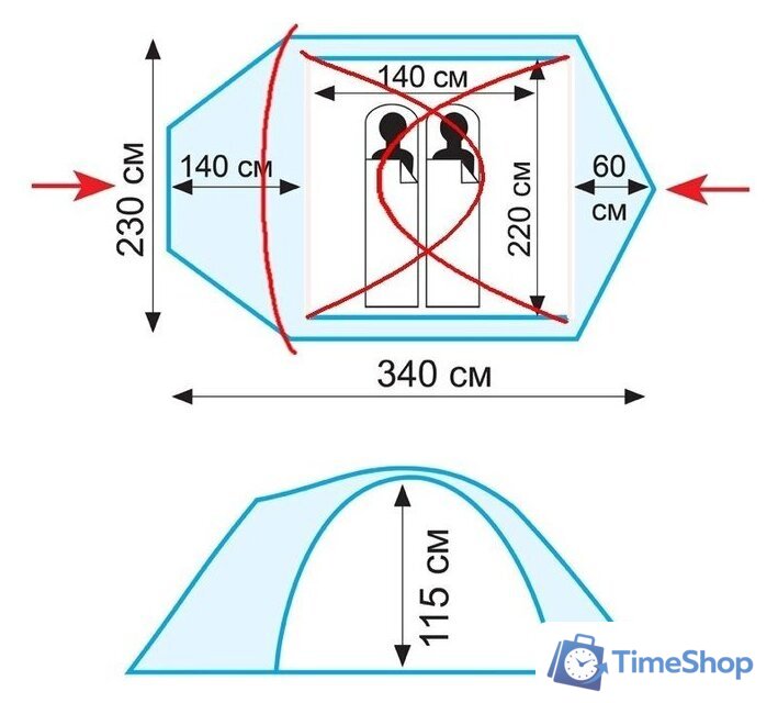 Треккинговая палатка TRAMP Colibri+ v2 - Изображение №4 — Интернет-магазин Time-Shop