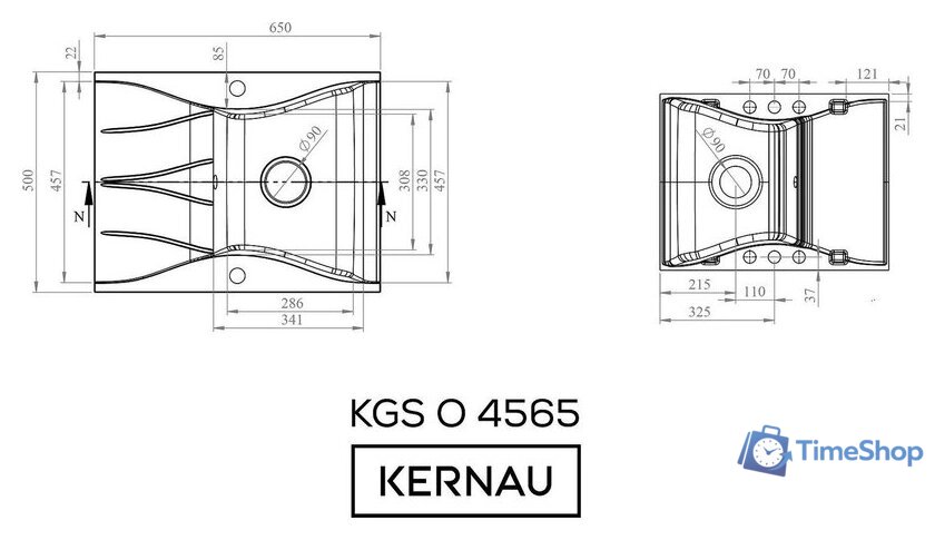 Кухонная мойка Kernau KGS O 4565 1B1D Deep Black - Изображение №6 — Интернет-магазин Time-Shop