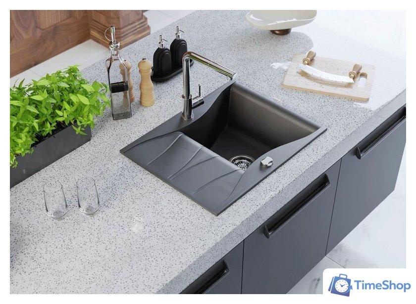 Кухонная мойка Kernau KGS O 4565 1B1D Deep Black - Изображение №3 — Интернет-магазин Time-Shop