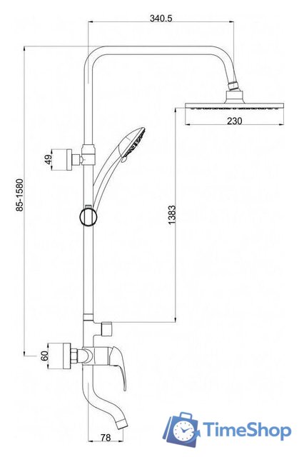 Душевая система  Gross Aqua Basic GA9005SMD01 - Изображение №6 — Интернет-магазин Time-Shop