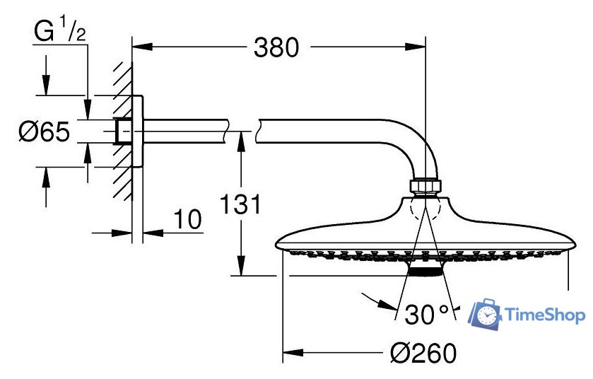 Верхний душ Grohe Euphoria 260 26458000 - Изображение №4 — Интернет-магазин Time-Shop