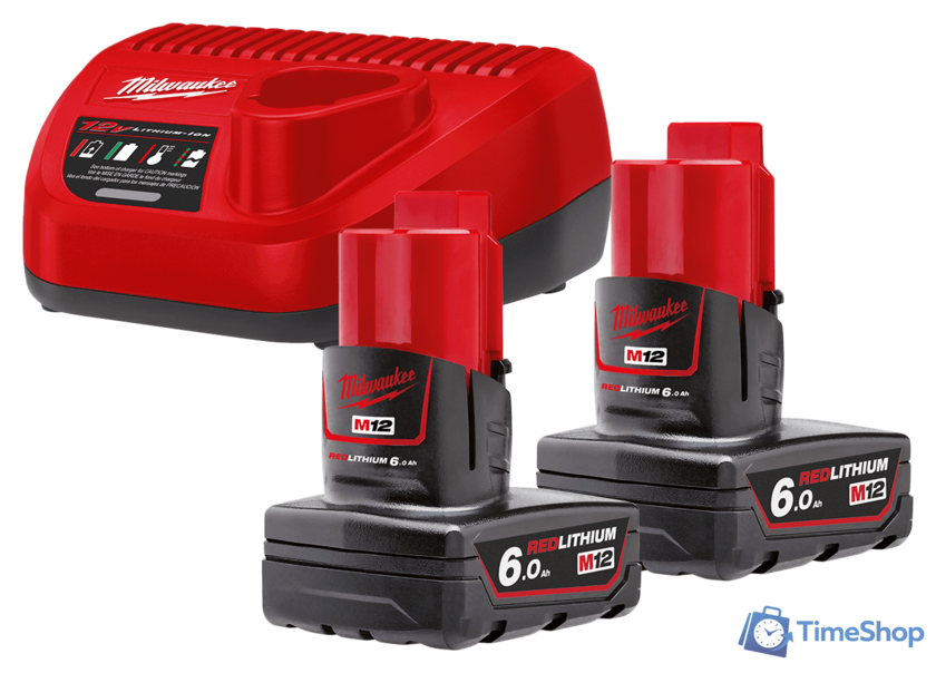 Аккумулятор с зарядным устройством Milwaukee M12 M12NRG-602 4933451903 (2 x 12В/6 Ач + 12В) - Изображение №1 — Интернет-магазин Time-Shop